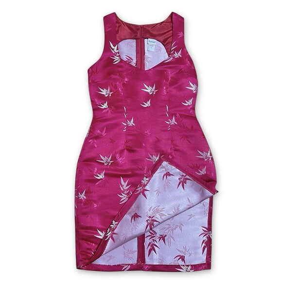 Frederick’s of Hollywood Pink Asain Floral Brocade Sleeveless Sheath Dress Sz 10 - Picture 3 of 10